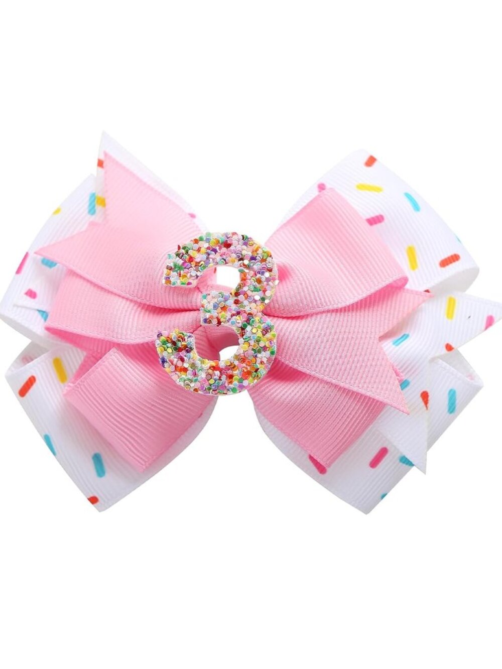 3rd Birthday Hair Bow for Baby Girls Pink Ice Cream Accessory